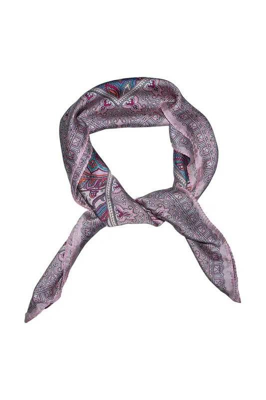 Skjerf Paisley 70x70 Rosa