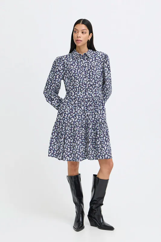 B.YOUNG - Hadasa Dress Medieval Blue Florals