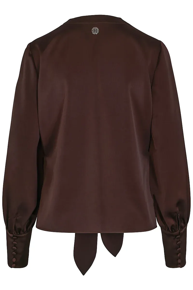 HAUST - Front Tie Blouse Dark Brown