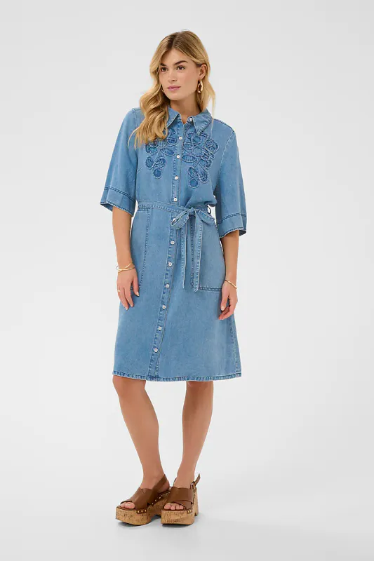 CREAM - Bella Dress Seattle Mid Blue Denim