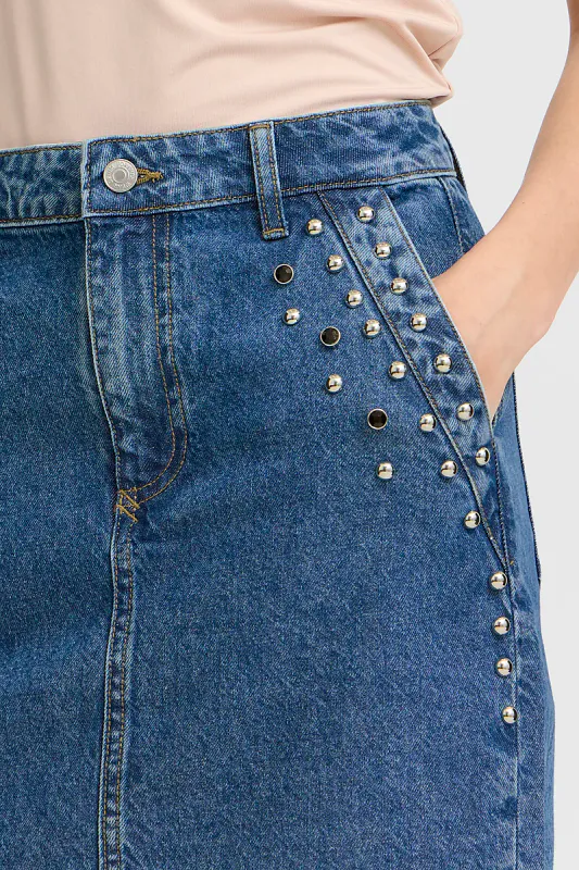 B.YOUNG - Kapuca Skirt Mid Blue Denim